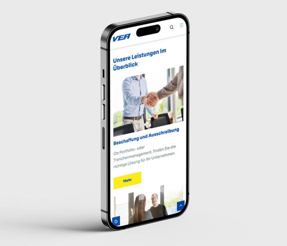 Ansicht der VEA-Website auf einem Smartphone